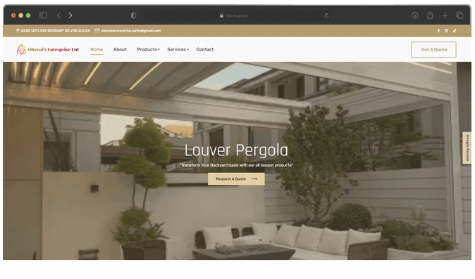 Oberoi Enterprise website screenshot